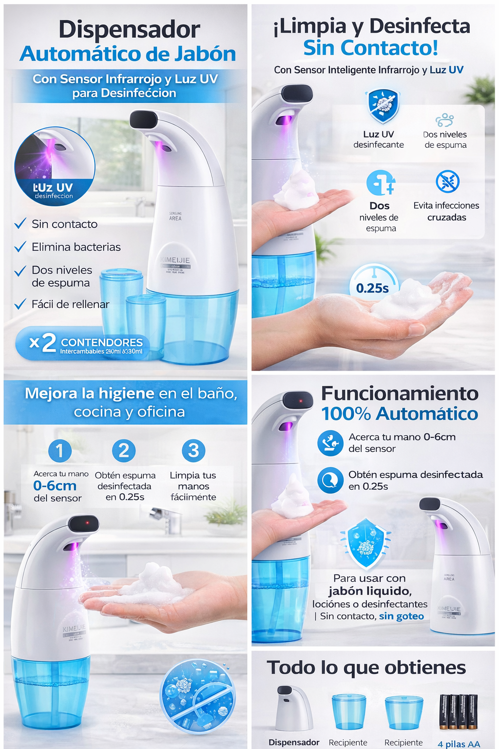 Dispensador Jabon Automatico 240-330ml